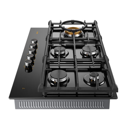 36" Anti - glare Glass Tri - Ring Gas Cooktop Series | GLG36501 - FOTILE