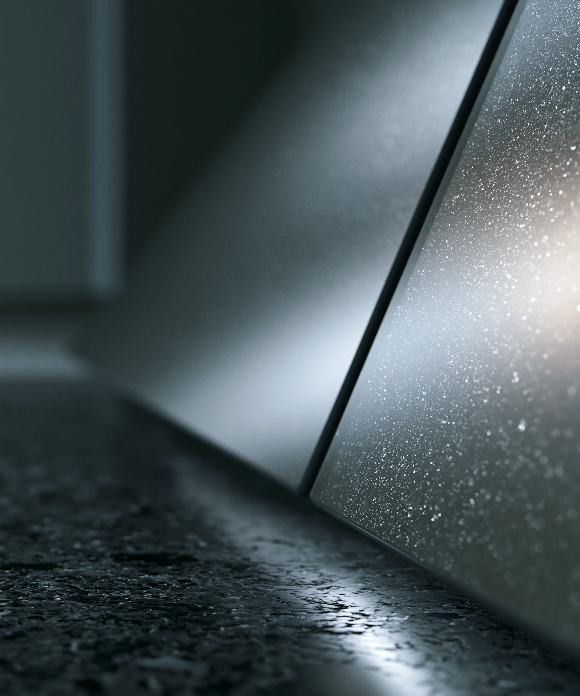 Close-up of premium matte anti-glare AG glass surface