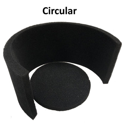 A black, circular foam insert with a missing section reveals a matching disk in the center. The words "Recirculation Kit Carbon Filters for Pixie Air Series" and "FOTILE Kitchen Appliances" are written above the foam pieces, highlighting the included carbon filters and Installation Manual.